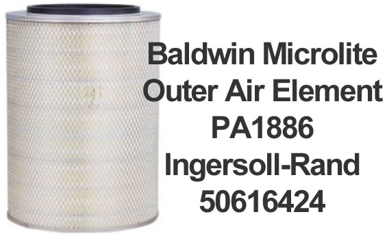 Baldwin Microlite Outer Air Element PA1886 Ingersoll-Rand 50616424